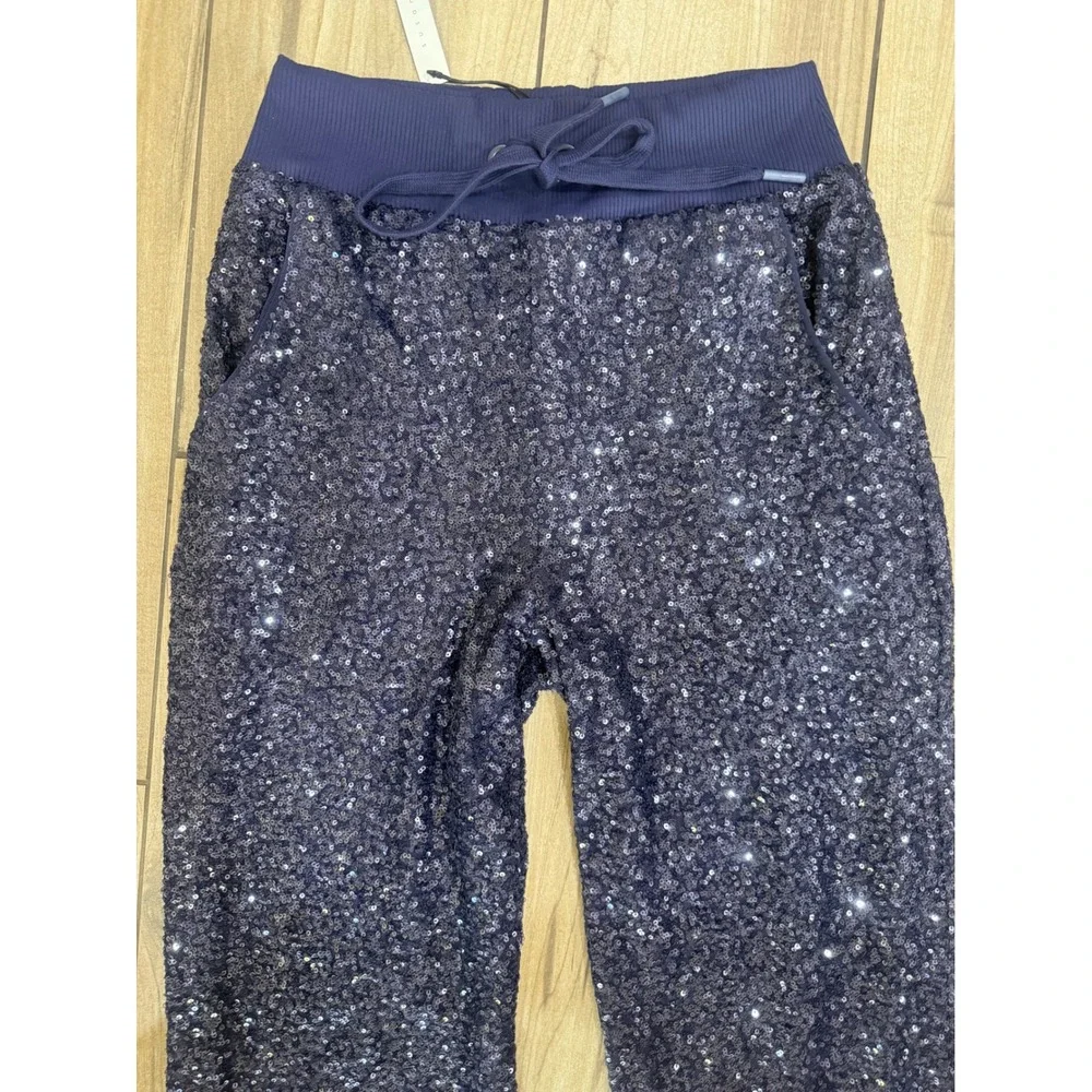 NWT Susana Monaco‎ Sequin Jogger Pants in Thunder (blue) Sz XS $188